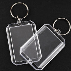5pcs Octagonal Acrylic Photo Frame Keychain Transparent Keyring Pendant