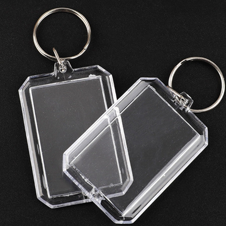 5pcs Octagonal Acrylic Photo Frame Keychain Transparent Keyring Pendant