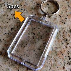 5pcs Octagonal Acrylic Photo Frame Keychain Transparent Keyring Pendant