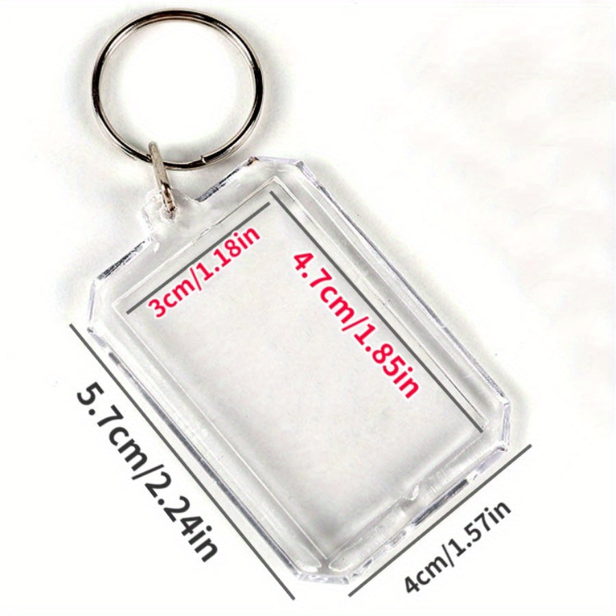 5pcs Octagonal Acrylic Photo Frame Keychain Transparent Keyring Pendant