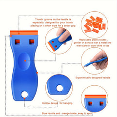 Plastic Razor Blade Scraper Set for Label Removal - Adhesive Remover Tool