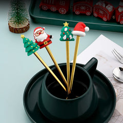 Christmas Cartoon Fruit Fork And Spoon Set Stainless Steel Tableware