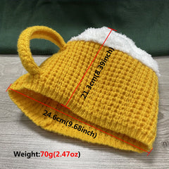 Funny 3D Cup Knitted Hat Winter Warm Cap For Women Men