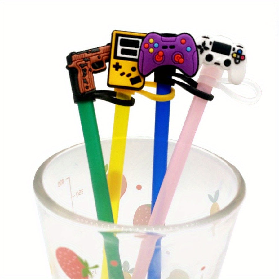 6pcs Cartoon Straw Lids Dustproof Reusable Straw Plugs