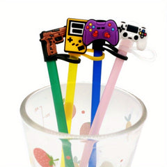 6pcs Cartoon Straw Lids Dustproof Reusable Straw Plugs