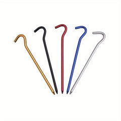 5pcs Aluminum Tent Stakes Hook Garden Stakes Ground Spikes Hammock Camping