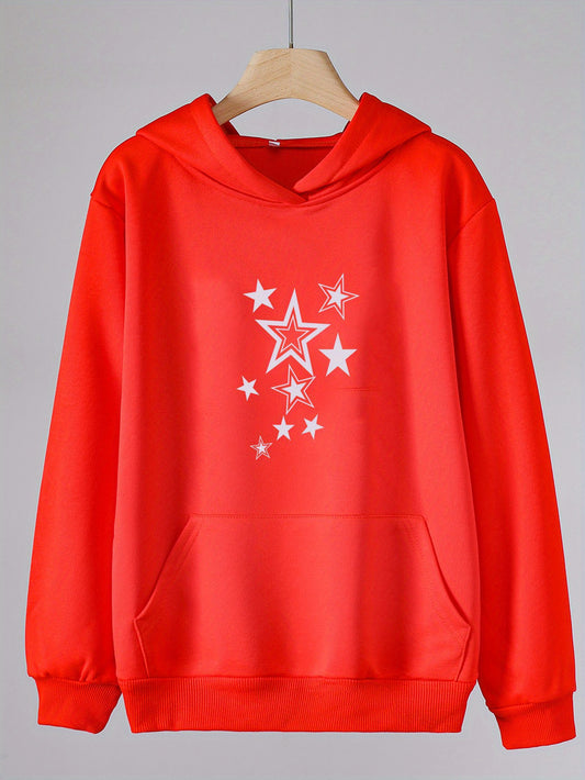 Girls Cartoon Stars Pattern Hooded Sweatshirt for Spring and Autumn