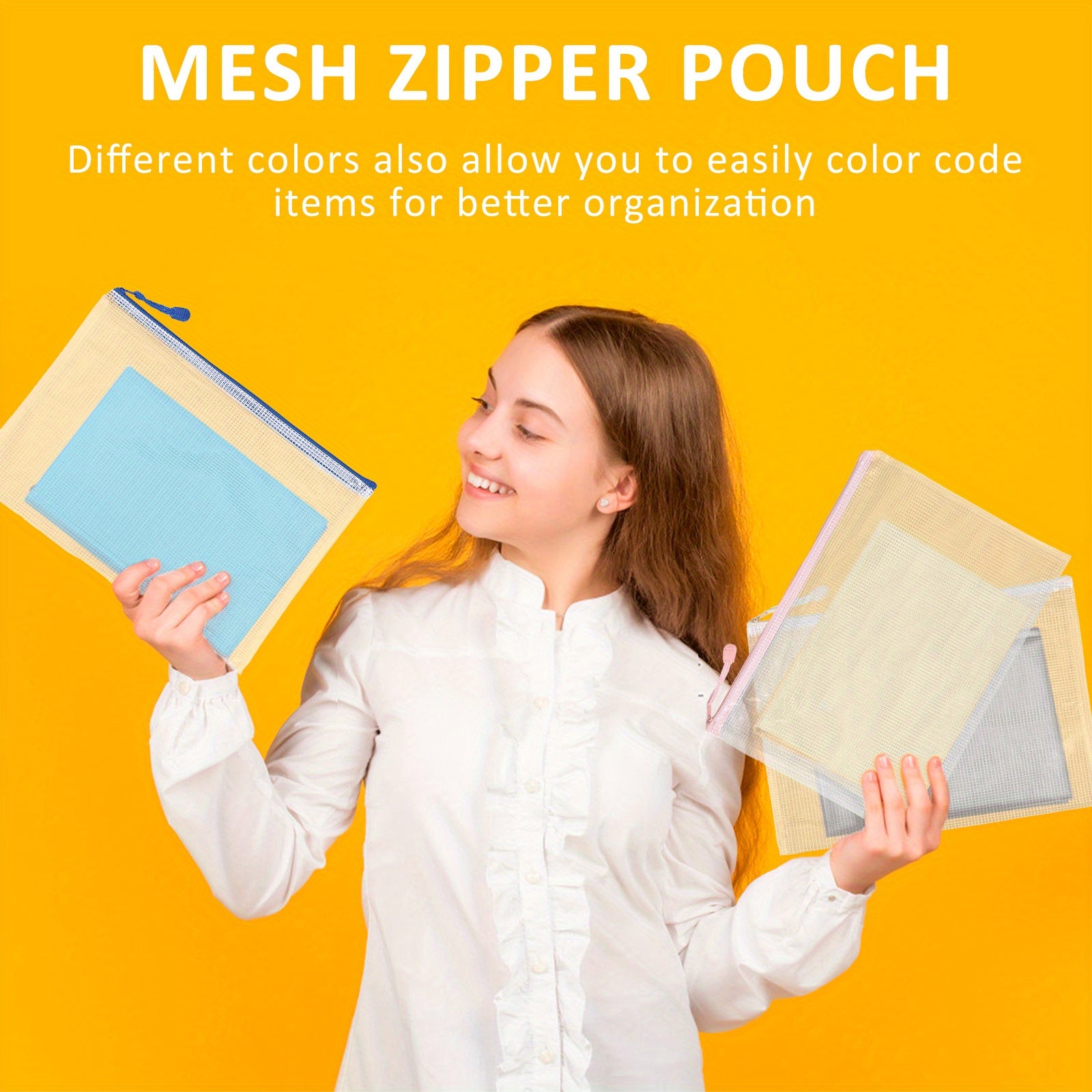 28Pcs A4 Mesh Zipper Pouch Waterproof Document Bag