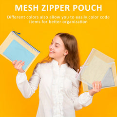 28Pcs A4 Mesh Zipper Pouch Waterproof Document Bag
