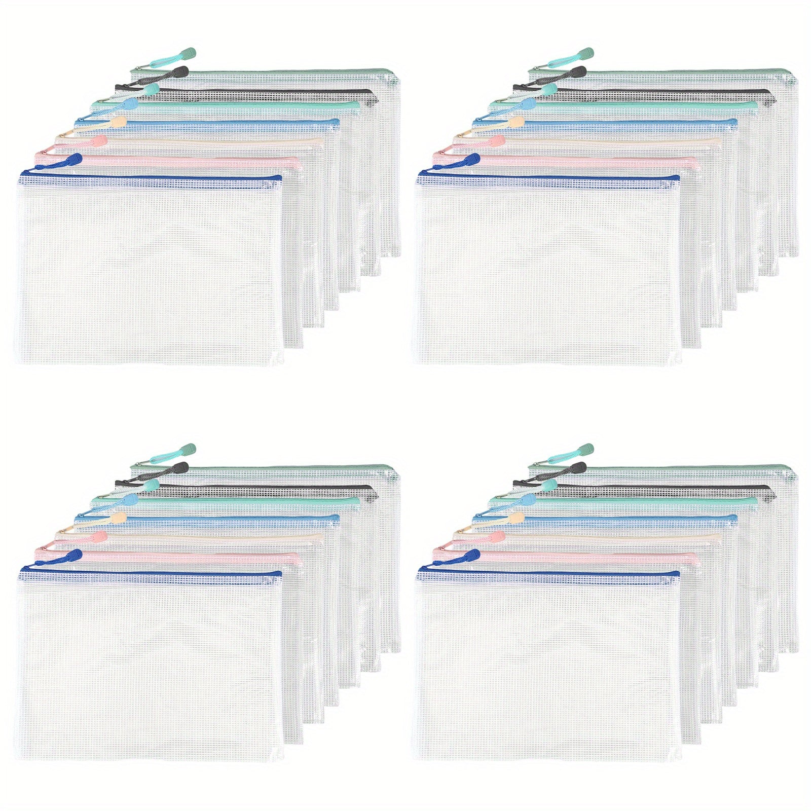 28Pcs A4 Mesh Zipper Pouch Waterproof Document Bag