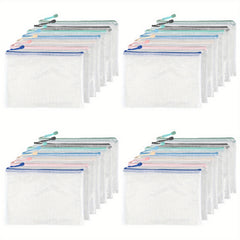 28Pcs A4 Mesh Zipper Pouch Waterproof Document Bag