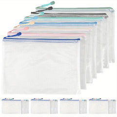 28Pcs A4 Mesh Zipper Pouch Waterproof Document Bag