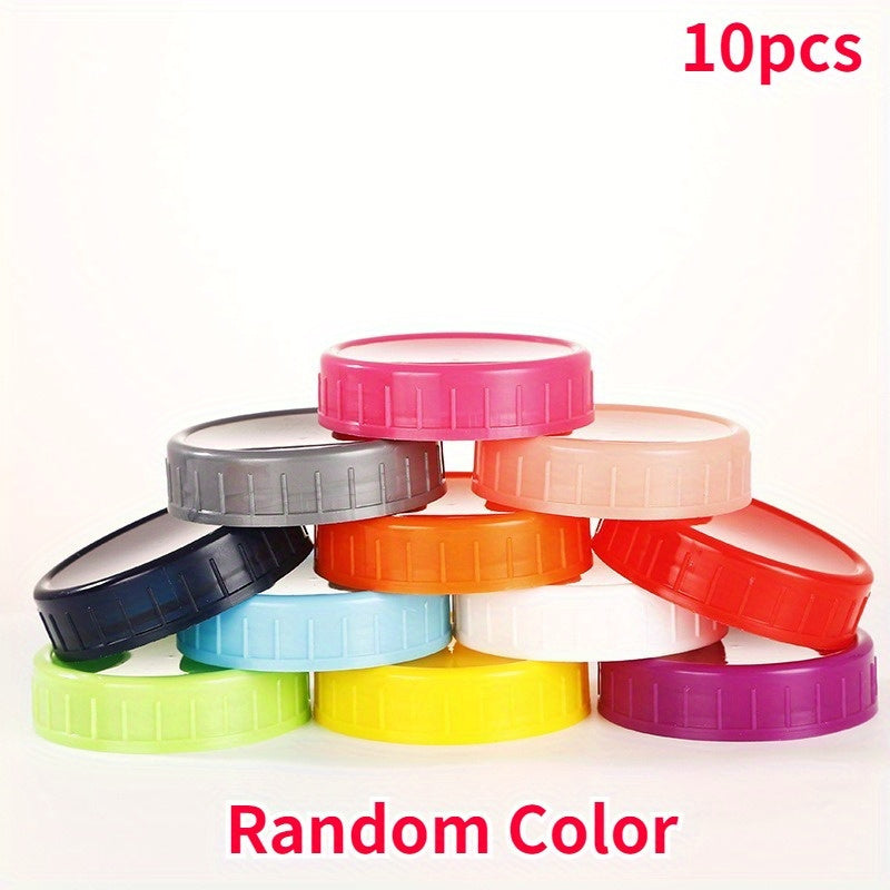 10pcs Leakproof Mason Jar Lids, Colorful Plastic Dustproof Caps