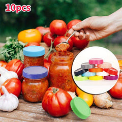 10pcs Leakproof Mason Jar Lids, Colorful Plastic Dustproof Caps