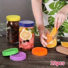 10pcs Leakproof Mason Jar Lids, Colorful Plastic Dustproof Caps