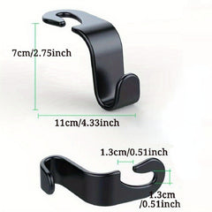 4pcs Car Storage Hook Headrest Hook S Type Fit Handbag Purse Coat Car Accessorie