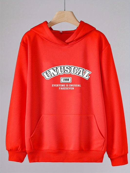 Girls Unique Pattern Hooded Sweatshirt for Outdoor Activities