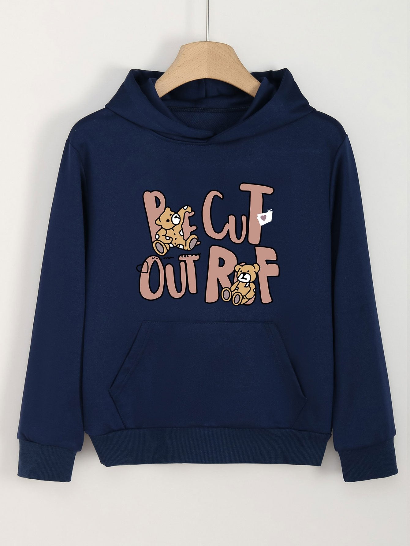 Girls Cartoon Bear Pattern Hooded Sweatshirt for Spring and Autumn