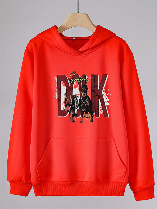 Girls' Dog Graphic Hoodie Pullover for Spring Fall Sports Gift