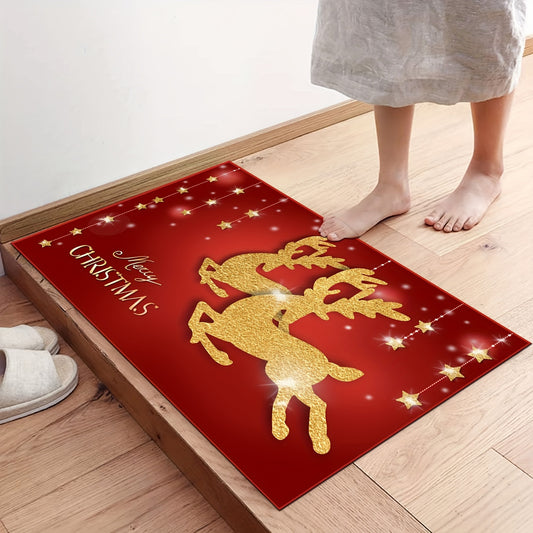 Crystal Velvet Rug Golddeer Pattern Mat Anti-slip Doormat
