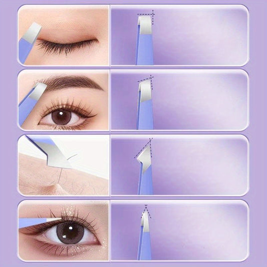 4pcs Stainless Steel Eyebrow Tweezers Hair Removal Clip Pliers Set