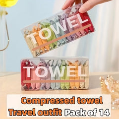 14pcs Compressed Travel Towels 9x12in Disposable Face Towel
