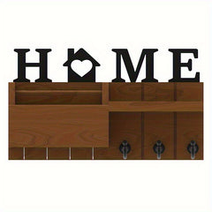 Decorative Key Holder With 7 Hooks and Mail Organizer
