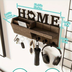 Decorative Key Holder With 7 Hooks and Mail Organizer