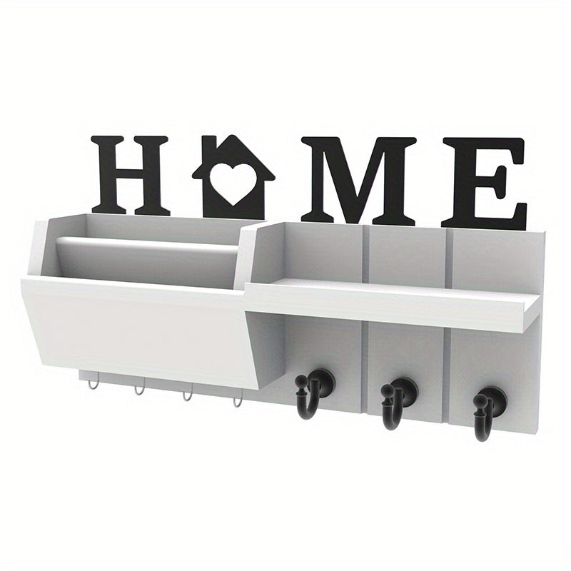 Decorative Key Holder With 7 Hooks and Mail Organizer