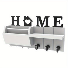 Decorative Key Holder With 7 Hooks and Mail Organizer
