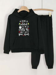 Girls' 2pcs Christmas Pocket Hoodies Pants Set - Spring Fall Sports