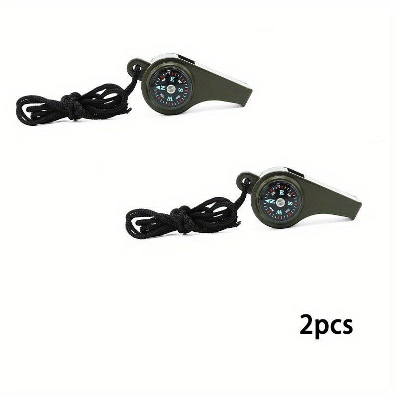 2pcs 3-in-1 Survival Whistle Loud Outdoor Lifesaving Equipment
