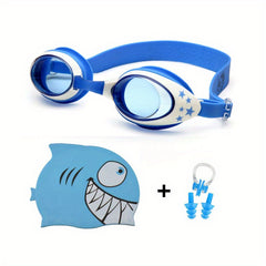 Kids' Swimming Set: Cap, Nose Clip, Earplugs, Goggles