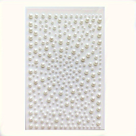 Pearl Stickers Flat Back Pearls Self Adhesive for Makeup Nail Art DIY Home Decor
