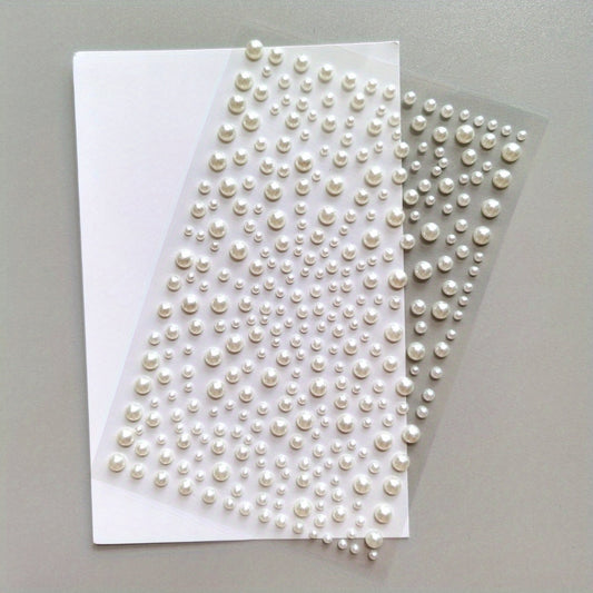 Pearl Stickers Flat Back Pearls Self Adhesive for Makeup Nail Art DIY Home Decor