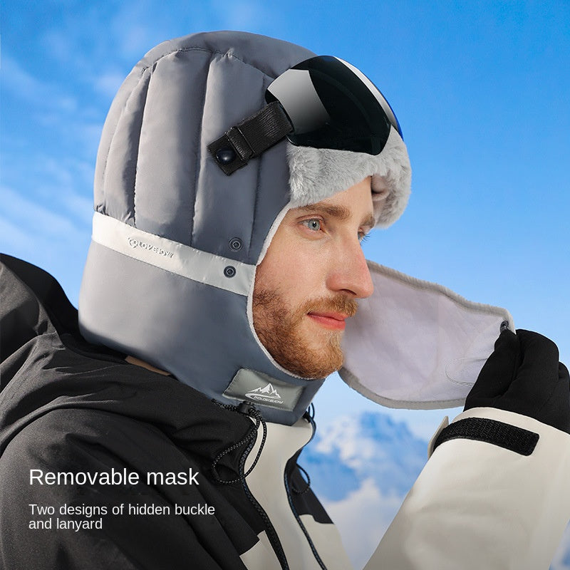 Winter Ski Hat With Goggles For Men Women Outdoor Sports Cycling Hat