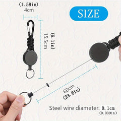 3pcs Woven Retractable Carabiner Key Chain - Outdoor Hiking Camping Accessories