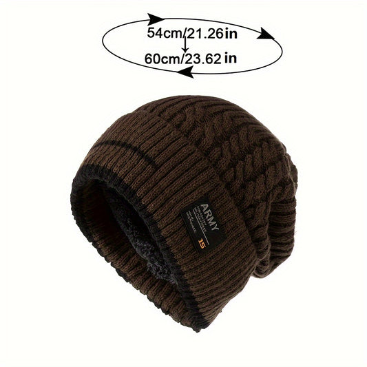 Winter Ski Cap & Scarf Set Knitted Beanie Hat Neck Warmer