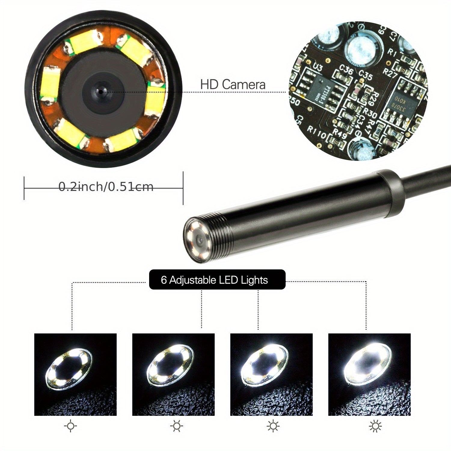 5.5mm Car Inspection Endoscope Camera Magnet Waterproof Mirror Android