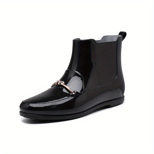 Chain Decor PVC Solid Rain Boots Non Slip Water Shoes