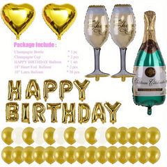 36pcs Champagne Balloon Decoration Set with Happy Birthday Balloons