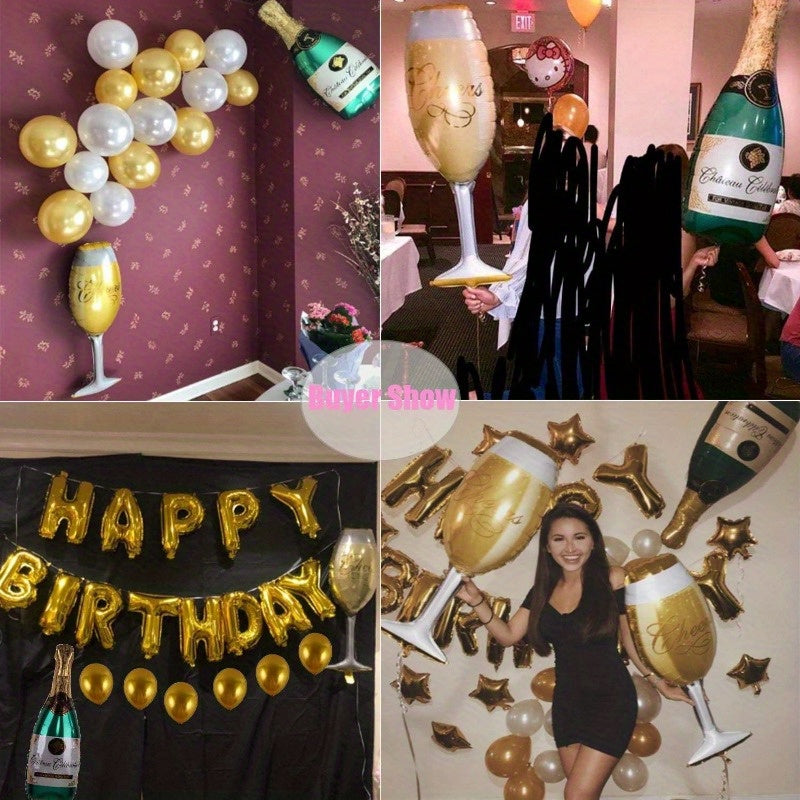 36pcs Champagne Balloon Decoration Set with Happy Birthday Balloons