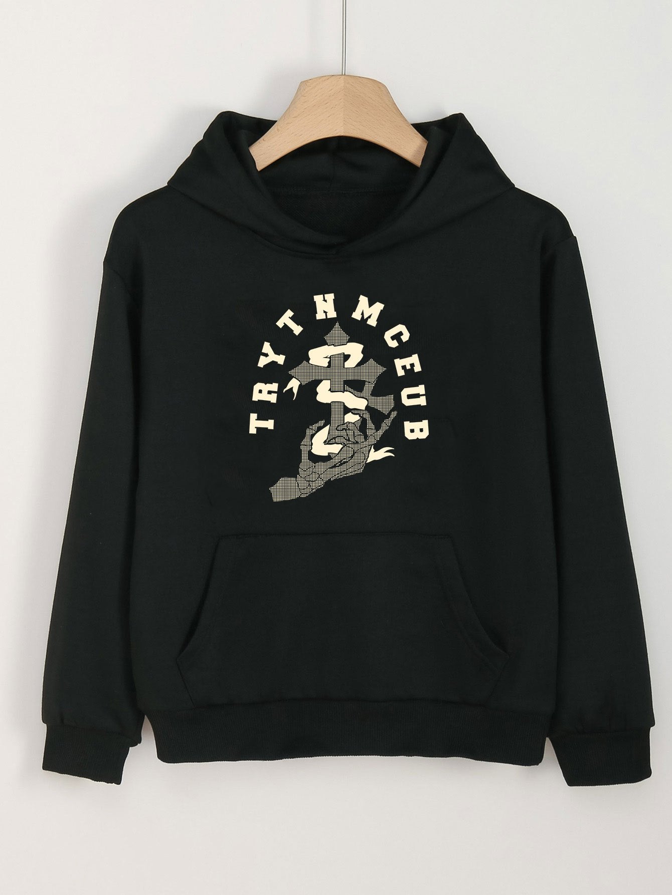 Girls Hand Bone Pattern Hooded Sweatshirt for Spring/Autumn