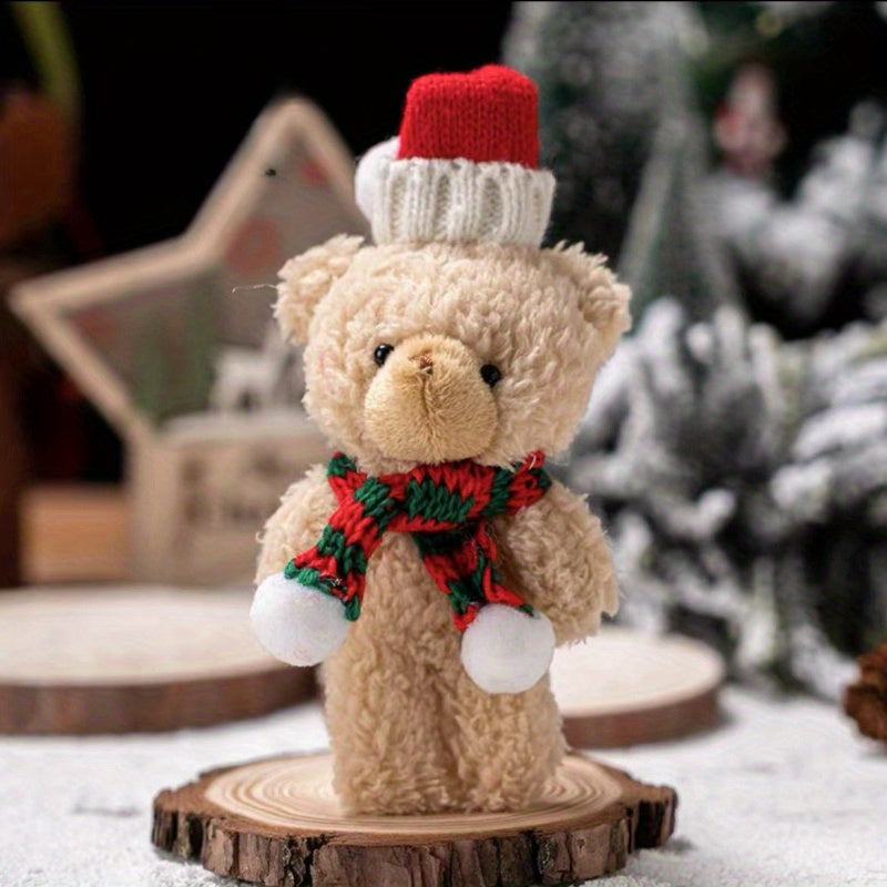 Soft Bear Toy with Scarf & Christmas Hat - Cute Gift for Women/Girls