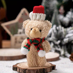 Soft Bear Toy with Scarf & Christmas Hat - Cute Gift for Women/Girls
