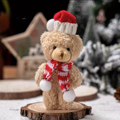 Soft Bear Toy with Scarf & Christmas Hat - Cute Gift for Women/Girls