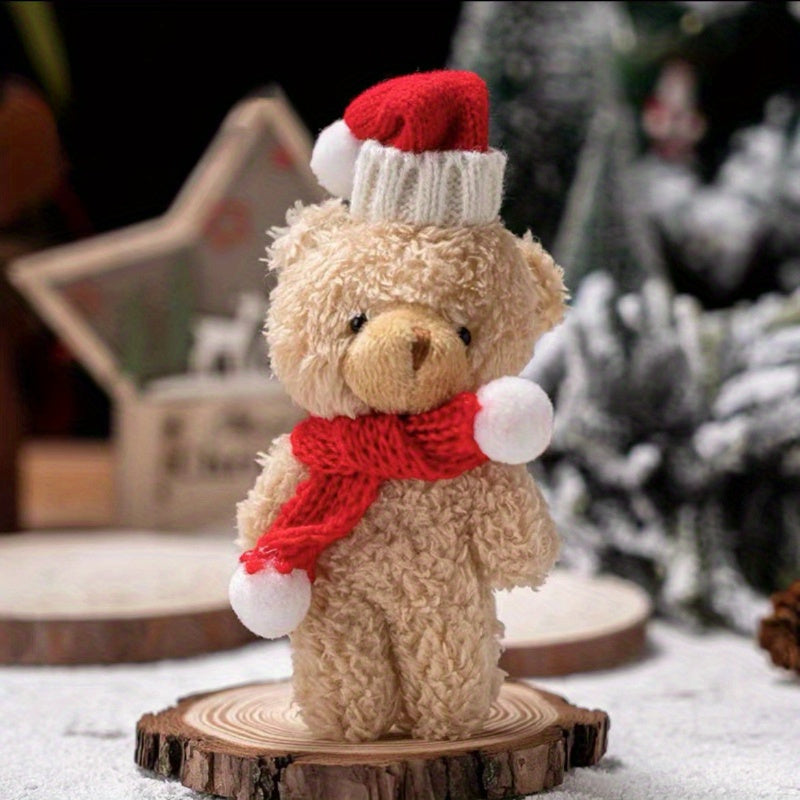 Soft Bear Toy with Scarf & Christmas Hat - Cute Gift for Women/Girls