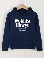 Girls Wokhist Hbwyc Pattern Hooded Sweatshirt For Spring And Autumn