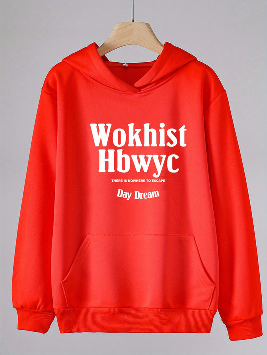 Girls Wokhist Hbwyc Pattern Hooded Sweatshirt For Spring And Autumn
