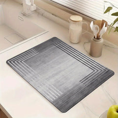 Gray Minimalist Rug Non-slip Hand Washable Mat Kitchen Countertop Absorbent Pad